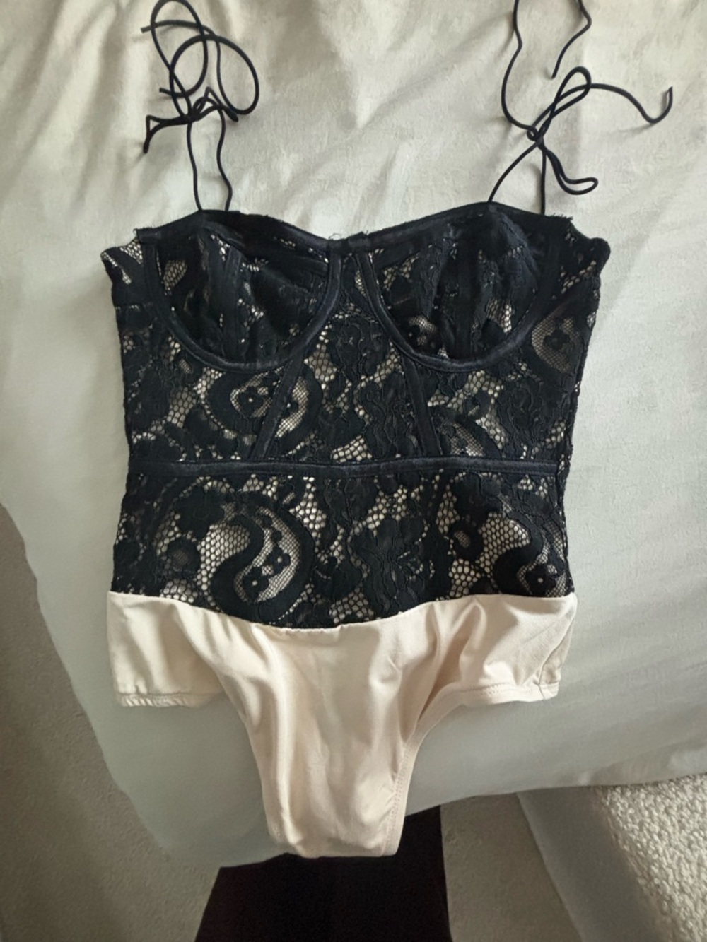 Black Lace and Cream Bodysuit